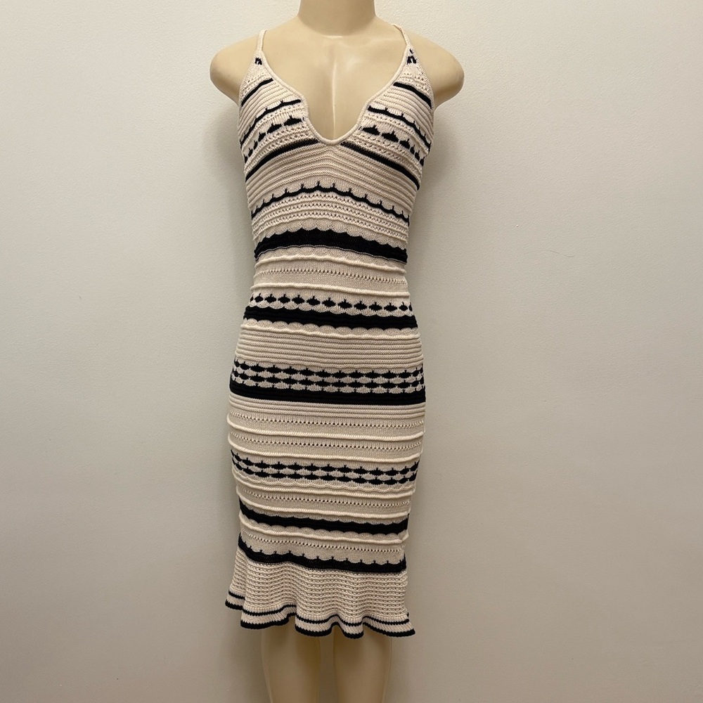 H&M Knit Striped Midi Dress Size S NWT Boho Coastal